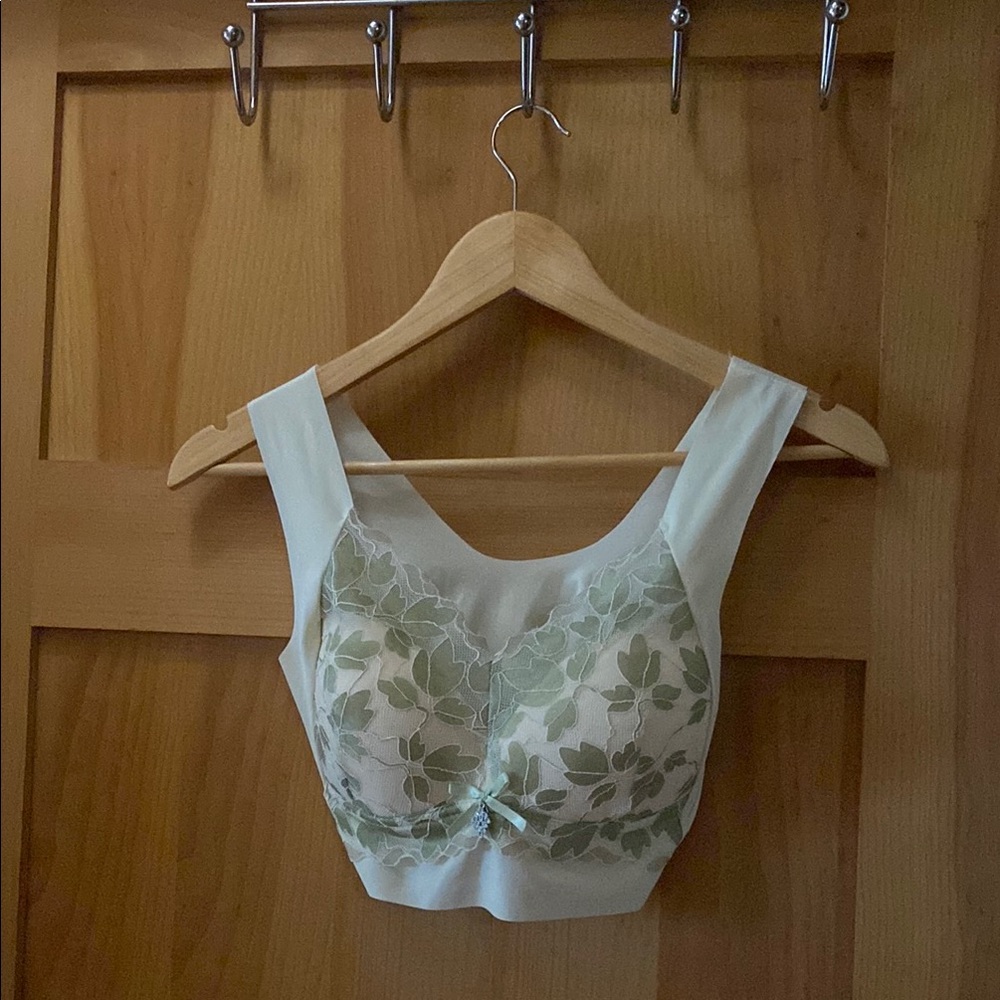 3 Delicate sheer bras. Padded / no underwire for coverage with gentle support.